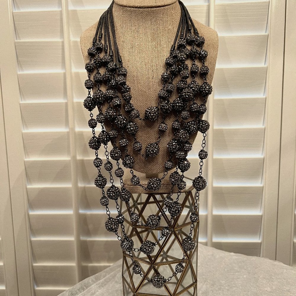 Chico's MAGNIFICENT Misty Night Necklace BLACK RARE NWT Limited Edition